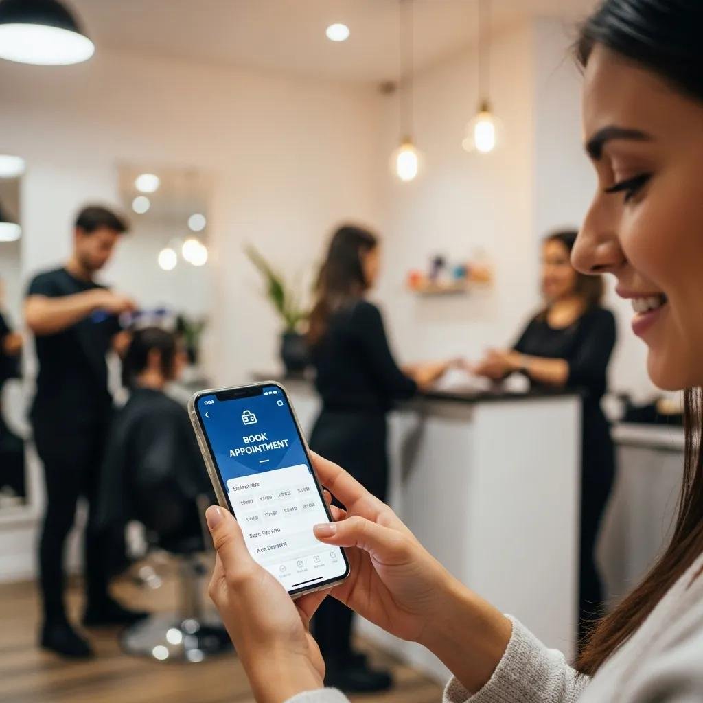 Customer booking an appointment on a mobile scheduling app